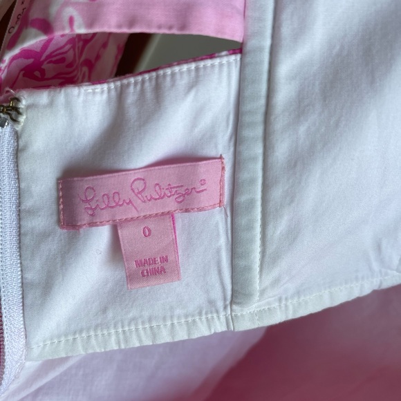 Lilly Pulitzer Pink & White Floral Strapless Dress- Size 0 - Picture 4 of 4